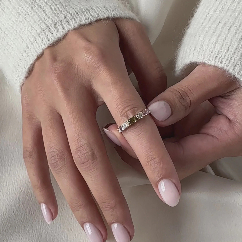 14K Gold Crystal Stackable Ring-3