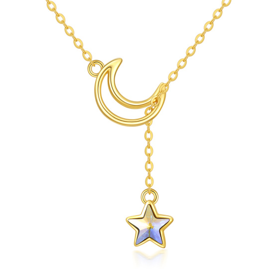 Collar en Y Ajustable con Estrella de Cristal de Oro de 14K