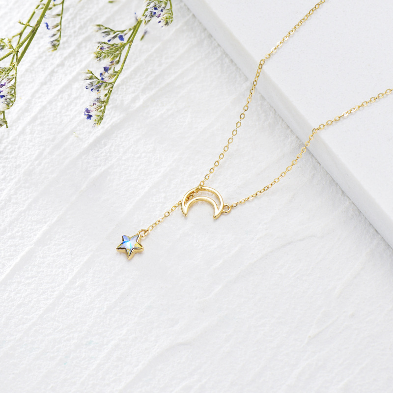 10K White Gold Crystal Star Adjustable Y Necklace-5