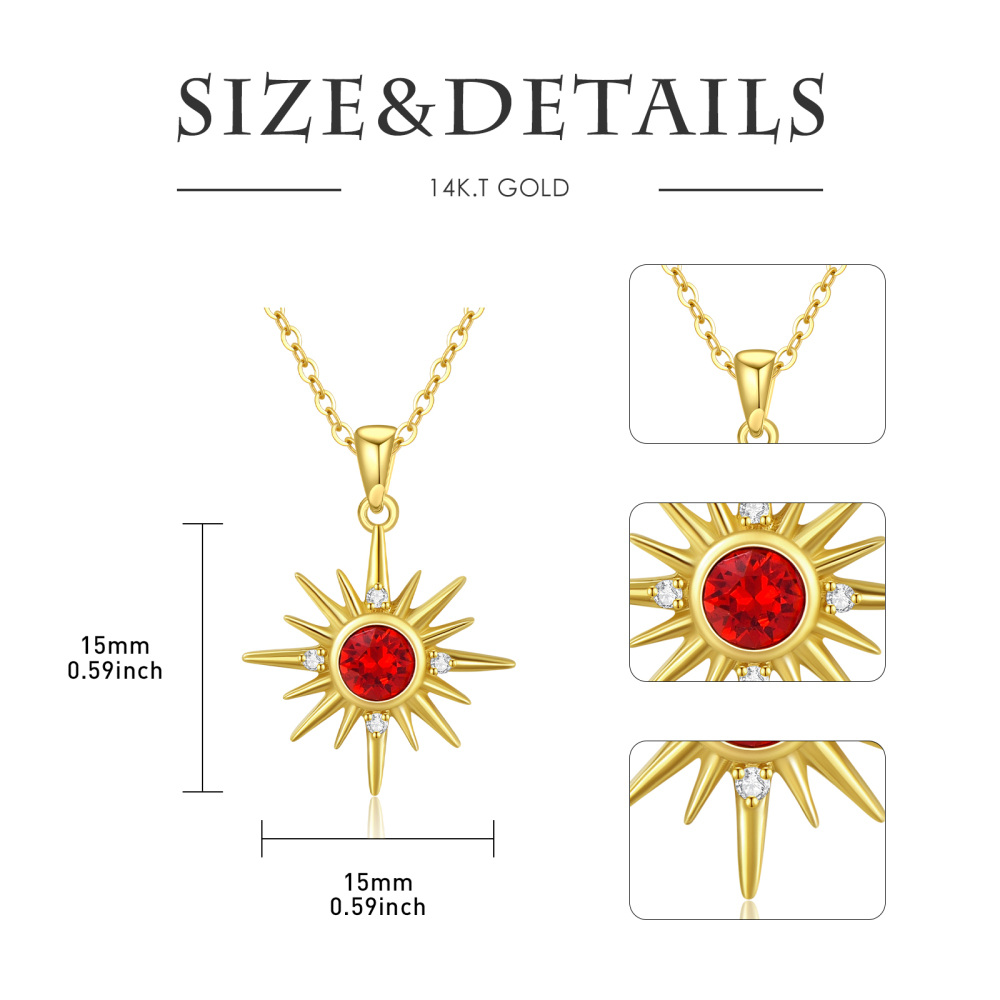 Collar con dije de sol de cristal en oro de 10 quilates para mujer-4