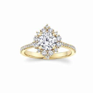 10K Gold 1 CT Circular Shaped Moissanite Personalized Engraving & Couple Engagement Ring-19