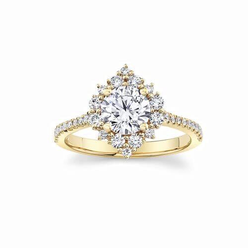 14K Gold 1 CT Circular Shaped Moissanite Personalized Engraving & Couple Engagement Ring-2