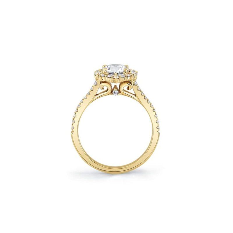 10K Rose Gold Round Cut Halo Moissanite Engagement Ring-3