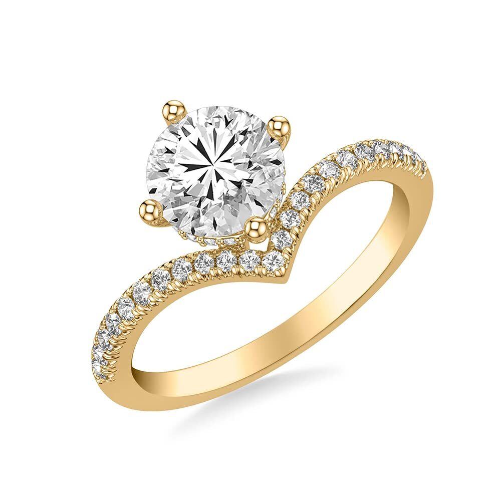 10K Gold 1 CT Circular Shaped Moissanite Personalized Engraving & Couple Engagement Ring-2