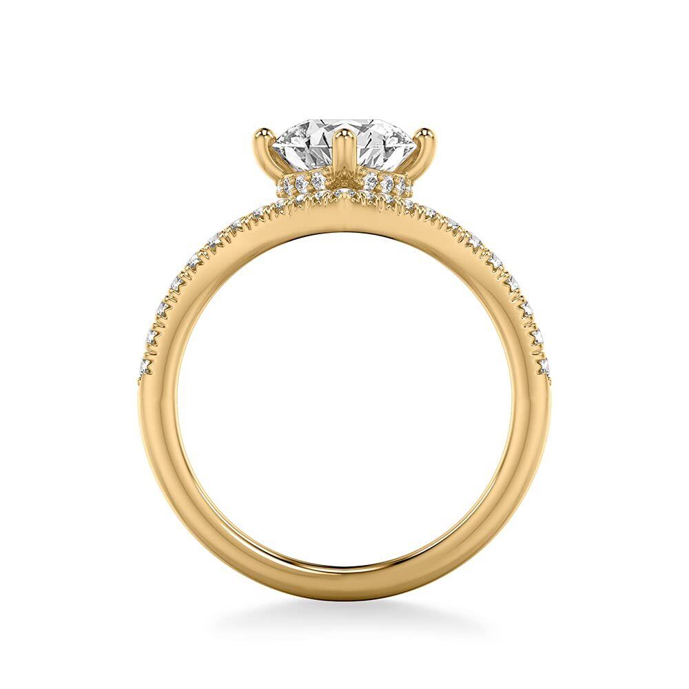 10K White Gold Round Cut Moissanite Engagement Ring-3