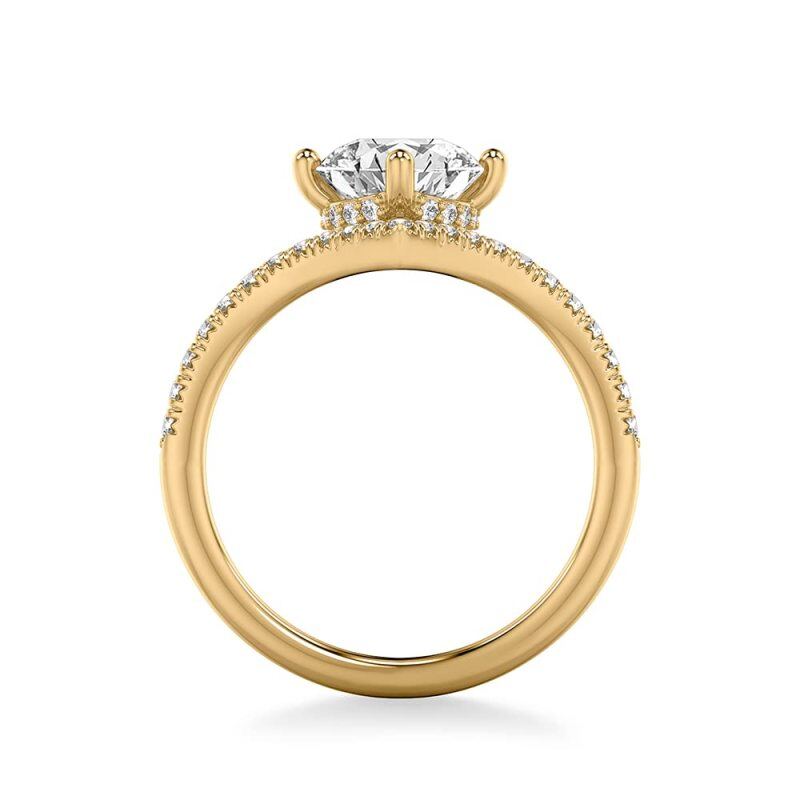 Anello di fidanzamento con moissanite taglio rotondo in oro rosa 10 carati-3