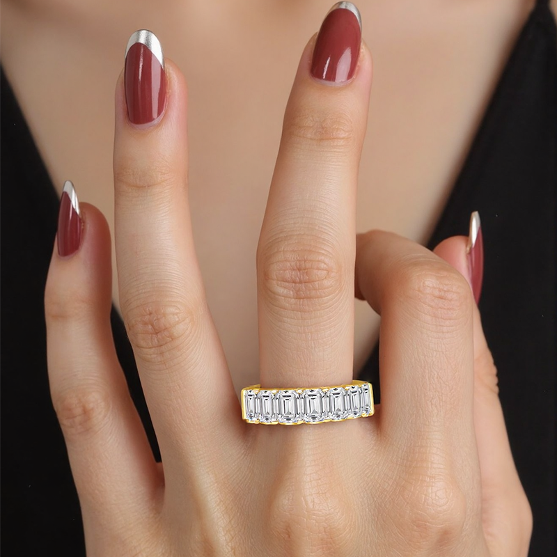 14K gouden 2,5 CT. T.W. Emerald Lab Created Diamond trouwring D kleur VS1-VVS1 zuiverheid 3EX IGI gecertificeerd-2