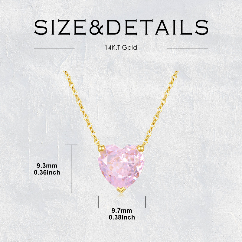 قلادة على شكل قلب من الذهب الأبيض عيار 10 قيراط مرصعة بالزركونيا المكعبة-5