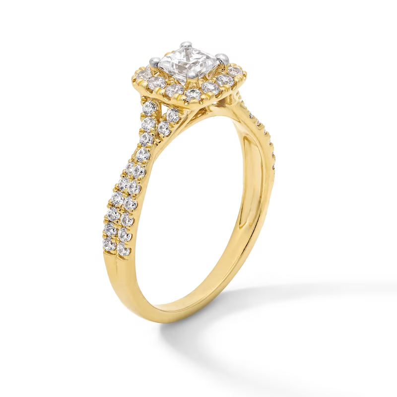 Oro bianco 10 carati, da 1 a 3,5 carati, taglio principessa, diamanti creati in laboratorio, montatura a cuscino, gambo a torsione, anello di fidanzamento personalizzato-3