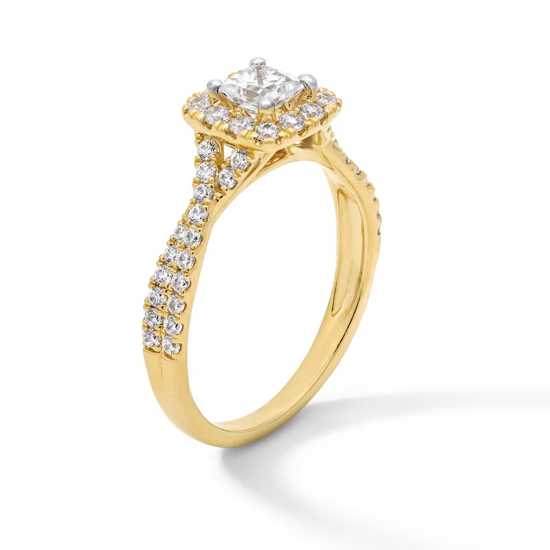 Bague de fiançailles en or 14 carats avec diamants synthétiques de 1 carat, monture coussin personnalisée et tige torsadée-3