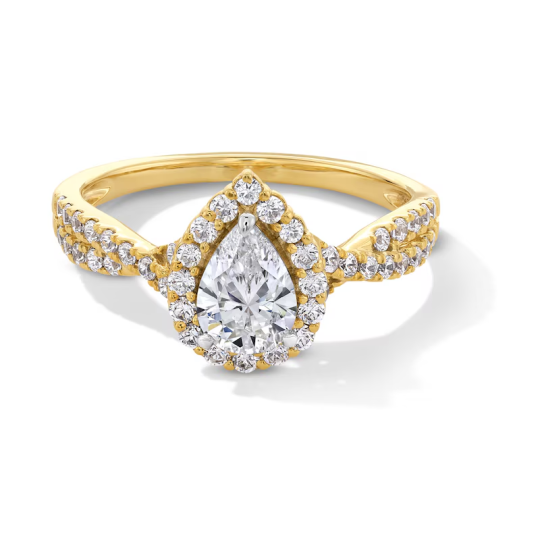 10K Gold 1 to 3.5 CT.T.W. Pear Lab Created Diamond Custom Couple Engagement Ring D VVS1-VS1 3EX IGI Certified