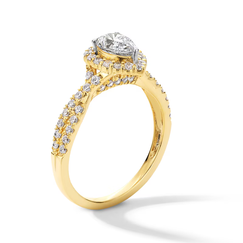 Anillo de compromiso de oro blanco de 10 quilates con diamantes de talla pera, creados en laboratorio, de 1 a 3,5 quilates de peso total, D VVS1-VS1 3EX, con certificación IGI.-3
