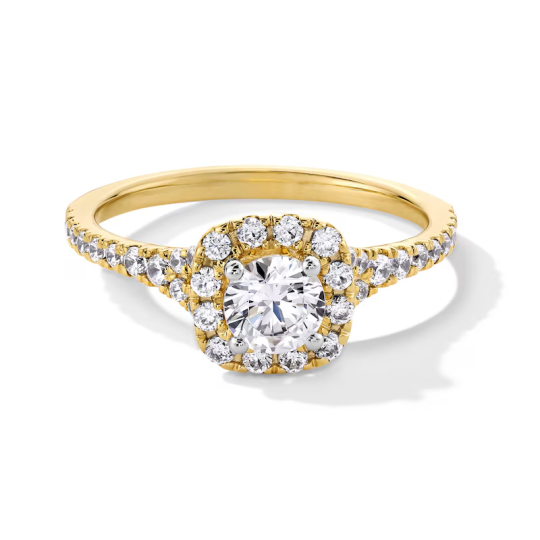 Bague de fiançailles en or 10 carats avec diamant de 1 carat créé en laboratoire et monture coussin personnalisée avec tige fendue