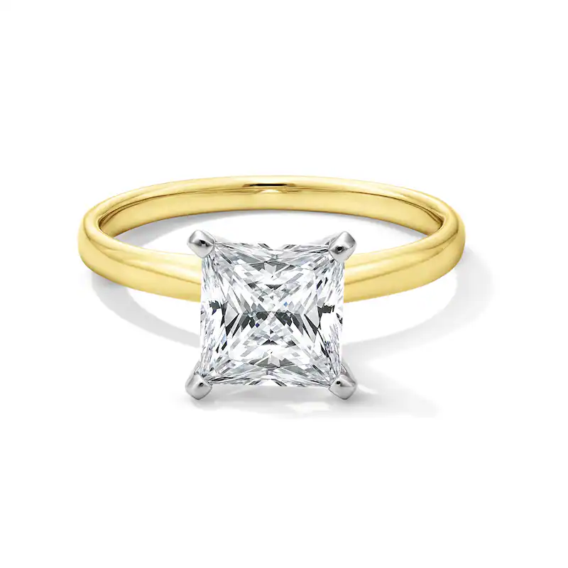 10K Gold Princess Cut Lab Created Diamond Engraving Solitaire Engagement Band D VVS1-VS1 3EX IGI Certified-35