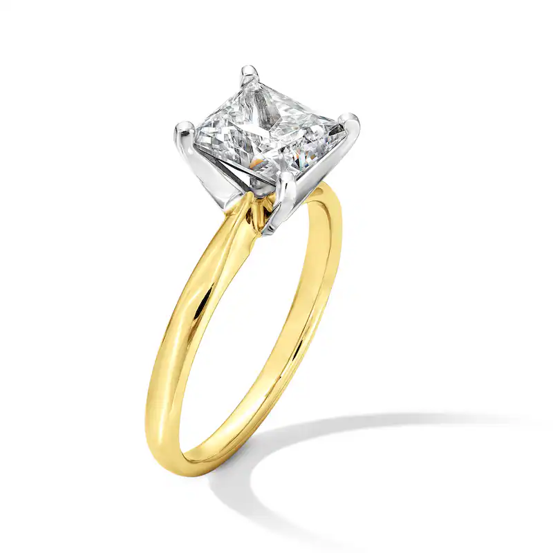 10K Gold 2 CT Princess-Cut Lab Created Diamond Custom Engraving Solitaire Engagement Ring-3