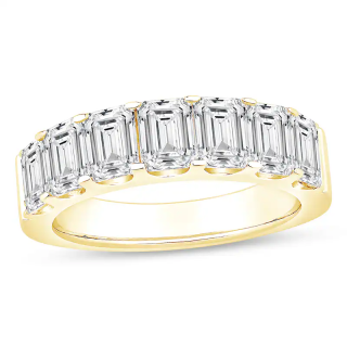 10K Gold 3 CT Emerald-Cut Lab Created Diamond Custom Engraving Seven Stone Wedding Ring-31