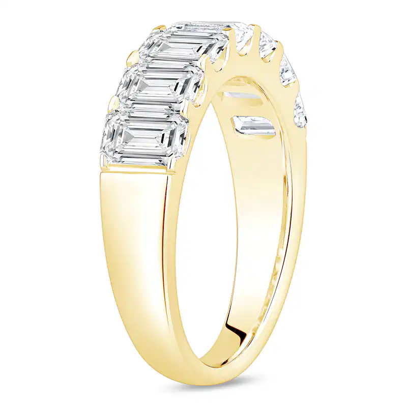 18K Gold 3 CT Emerald-Cut Lab Created Diamond Custom Engraving Seven Stone Wedding Ring-3