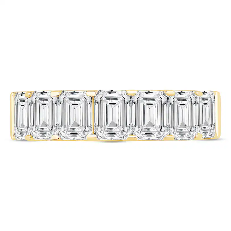 14K Gold 3 CT Emerald-Cut Lab Created Diamond Custom Engraving Seven Stone Wedding Ring-4