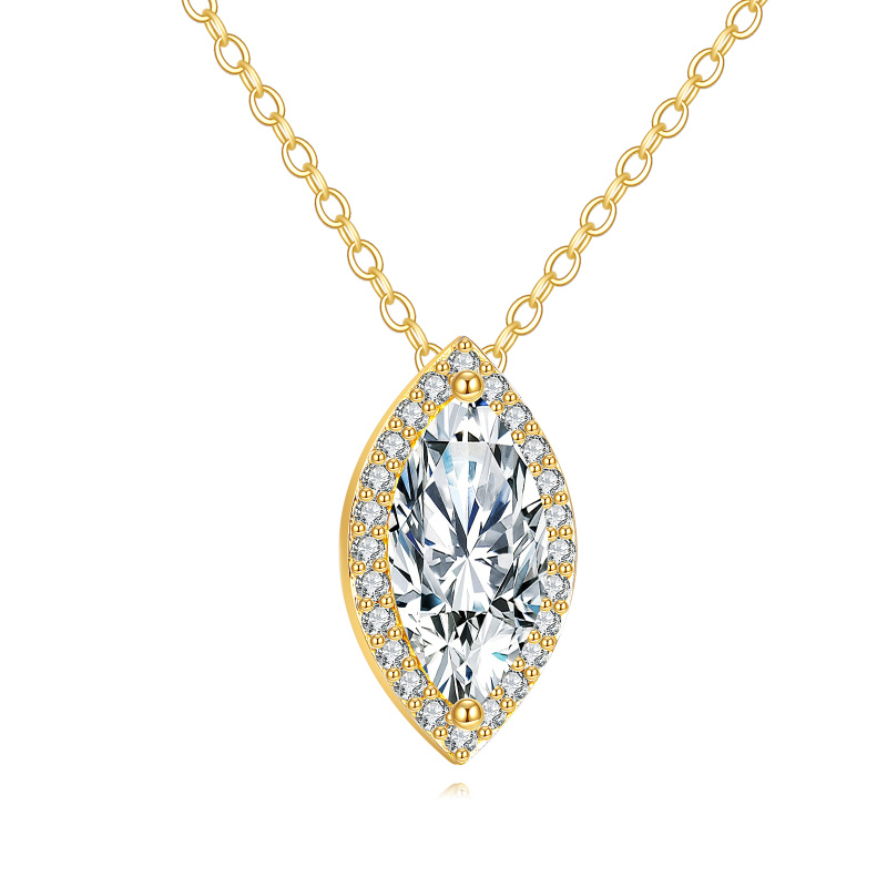 Collier pendentif en or 10K avec moissanite taillée en marquise, 1 CT-1
