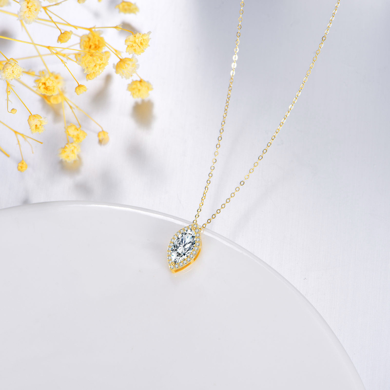 Collier pendentif en or 10K avec moissanite taillée en marquise, 1 CT-3