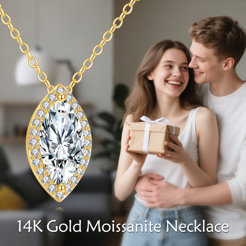 Collier pendentif en or 10K avec moissanite taillée en marquise, 1 CT-5