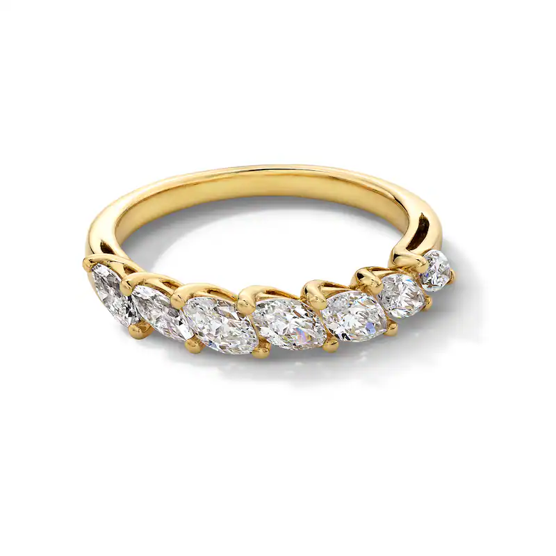 14K Gold 1 CT Marquise Shaped Lab Created Diamond Seven Stone Stackable Anniversary Ring-1