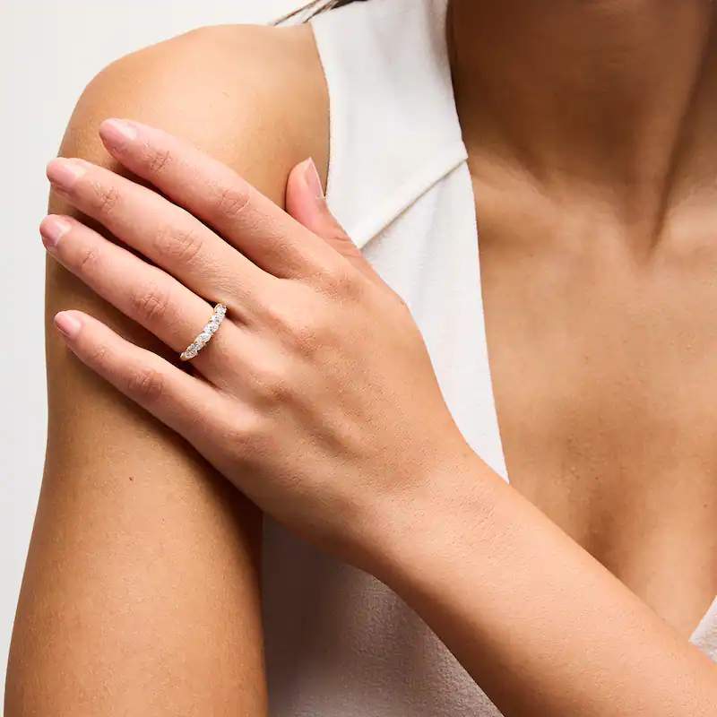 18K Gold 1 CT.T.W. Marquise Cut Lab Created Diamond Stackable Band D VVS 3EX-2