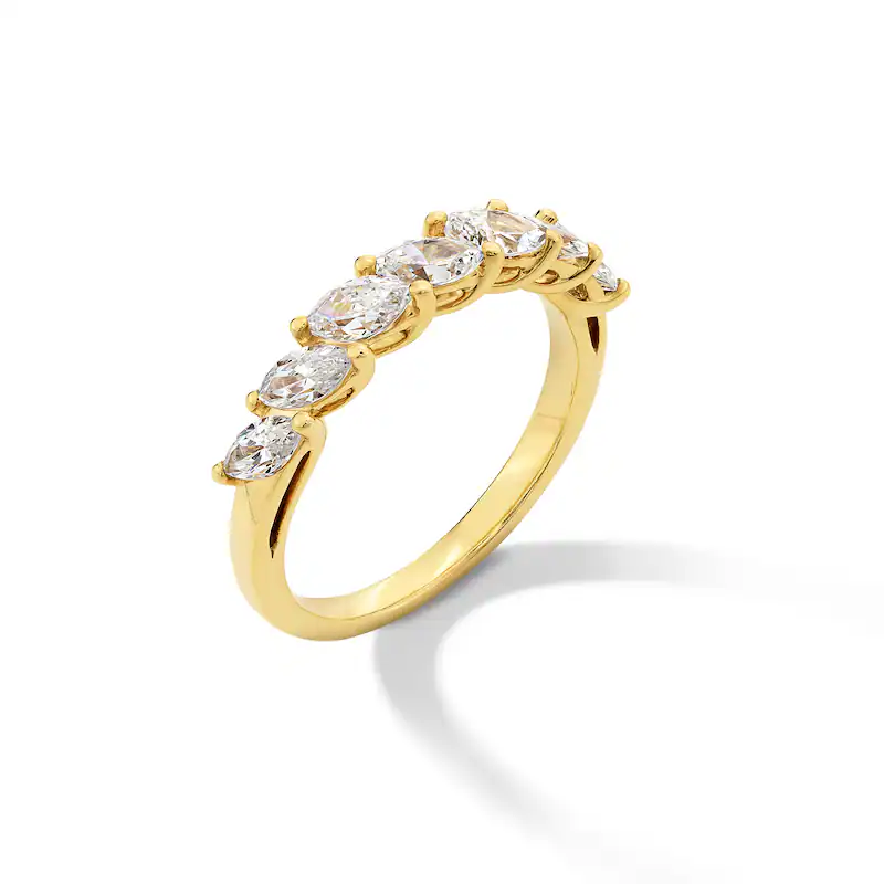 14K Gold 1 CT Marquise Shaped Lab Created Diamond Seven Stone Stackable Anniversary Ring-3