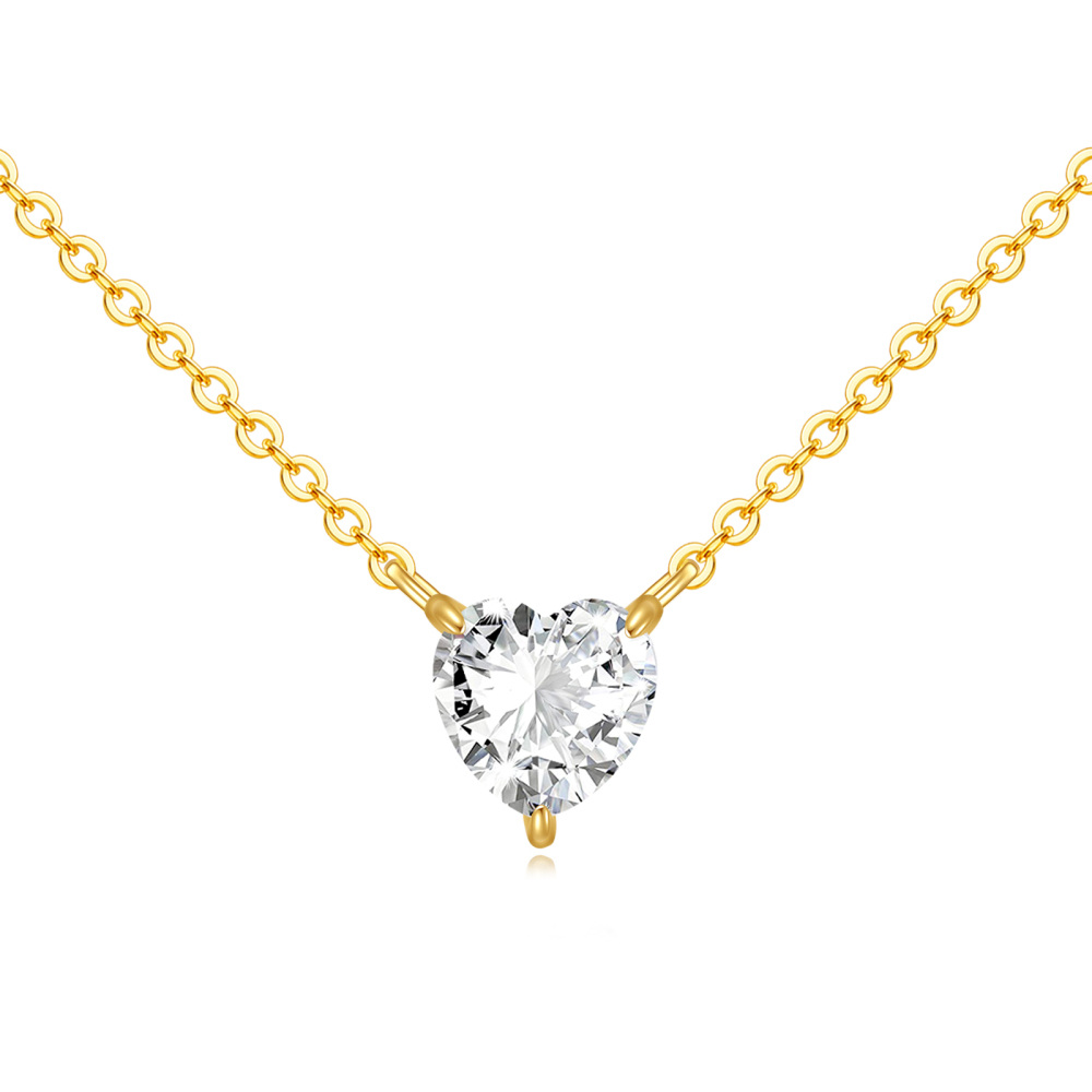 10K Gold 1 CT.T.W. Moissanite Heart Pendant Necklace-1