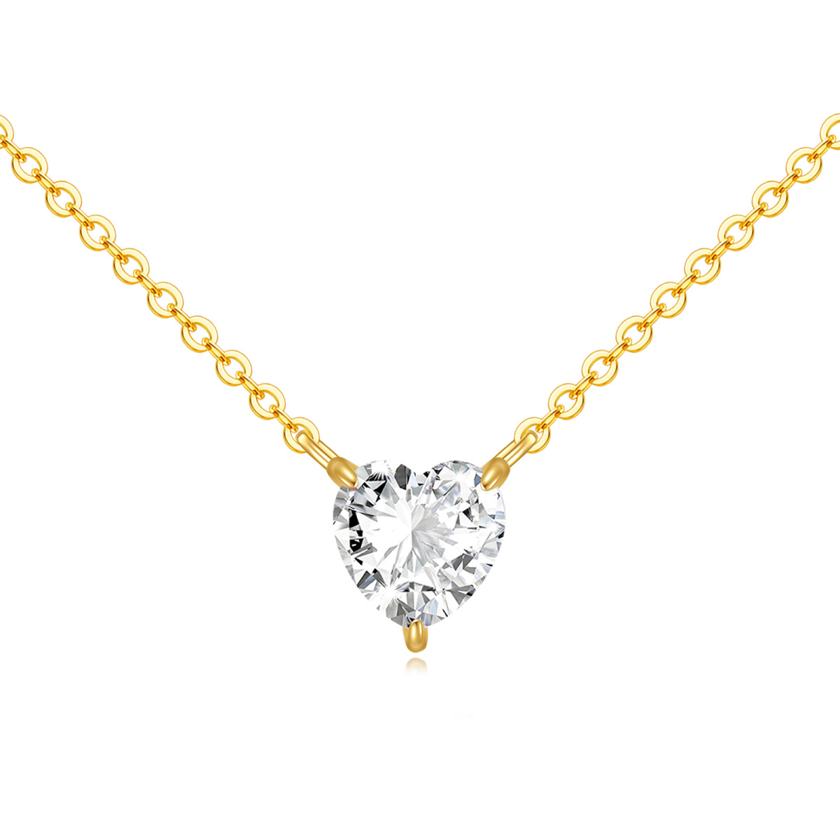 Collar con colgante de corazón de moissanita de 1 quilates de oro de 14 quilates-1