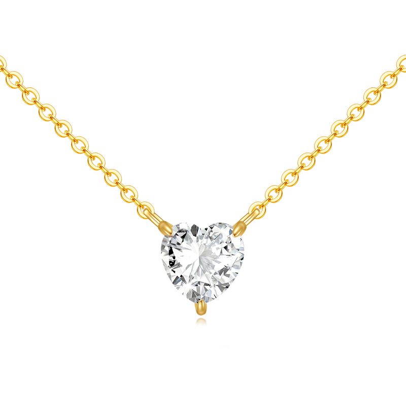 10K Gold 1 CT.T.W. Moissanite Heart Pendant Necklace-7