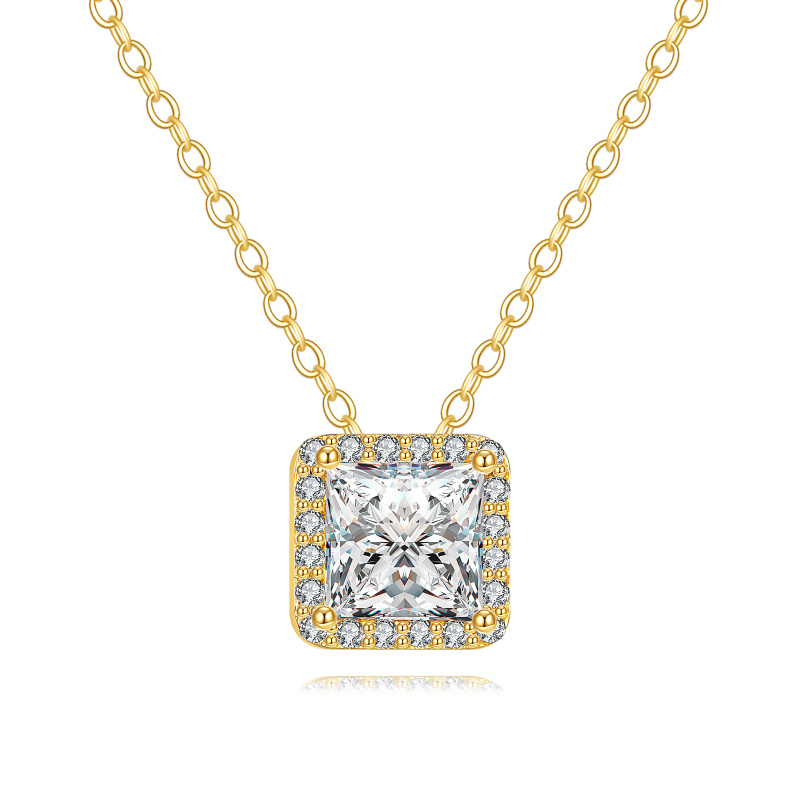 Collar colgante de oro de 14 quilates con moissanita de 1 quilate-1