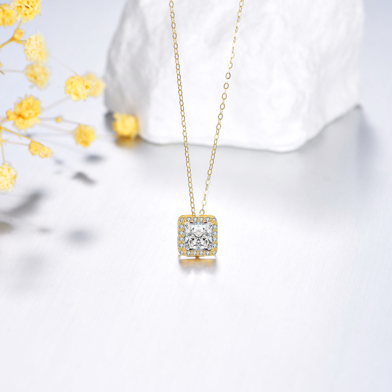 Collar colgante de oro de 14 quilates con moissanita de 1 quilate-3