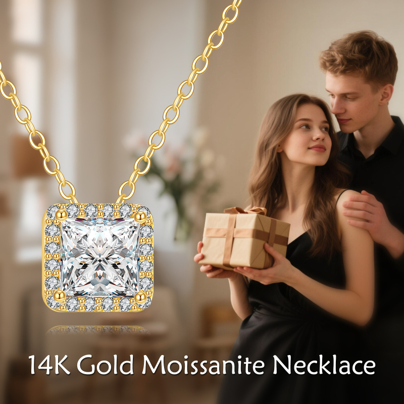 Collar colgante de oro de 14 quilates con moissanita de 1 quilate-5