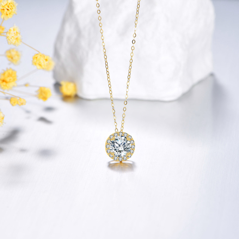 Collier pendentif rond en or 18K avec moissanite de 1 CT-3