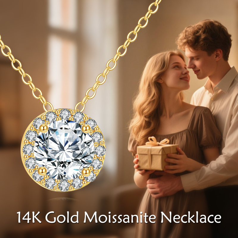 Collier pendentif rond en or 18K avec moissanite de 1 CT-5