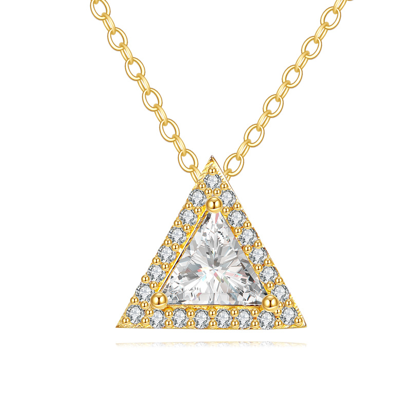 Collier avec pendentif triangle en or 10K et moissanite de 1 CT-1
