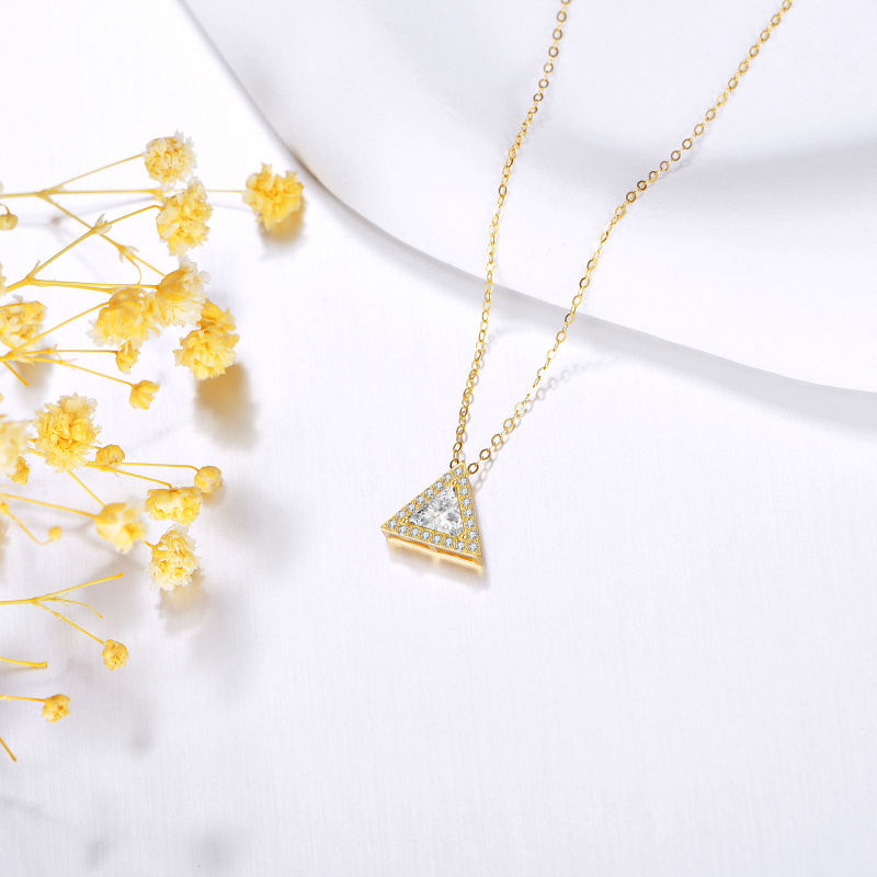 Collier avec pendentif triangle en or 10K et moissanite de 1 CT-3