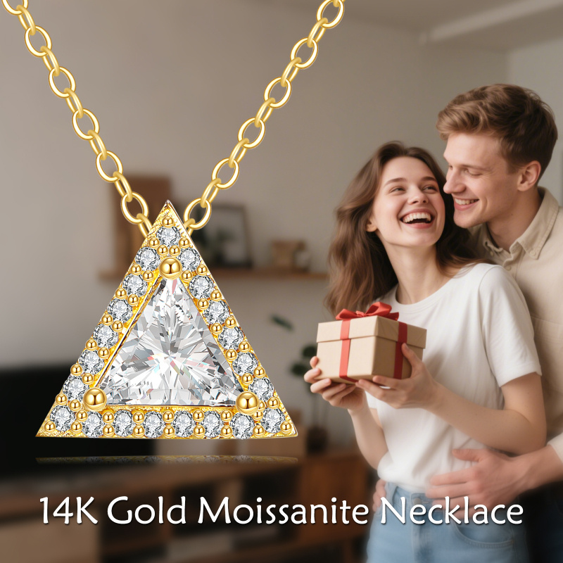 Collier avec pendentif triangle en or 10K et moissanite de 1 CT-5