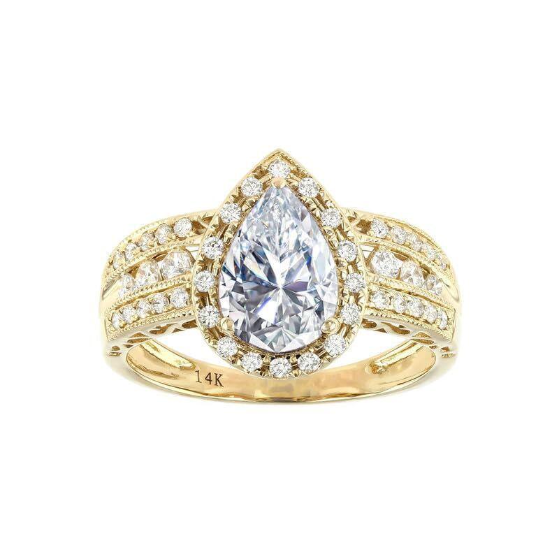 18K Gold 2 CT Pear Cut Moissanite Engagement Ring-1