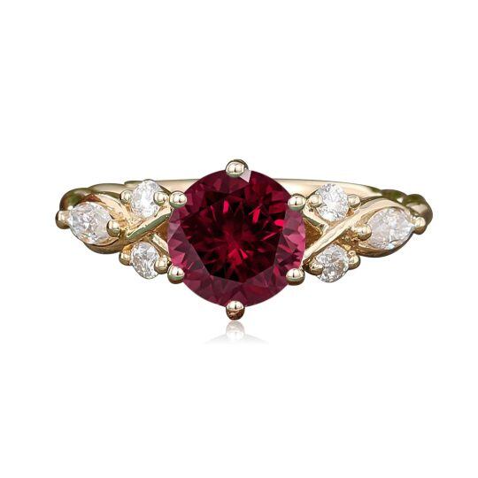 10K Gold 1 CT Round Cut Garnet Engagement Ring