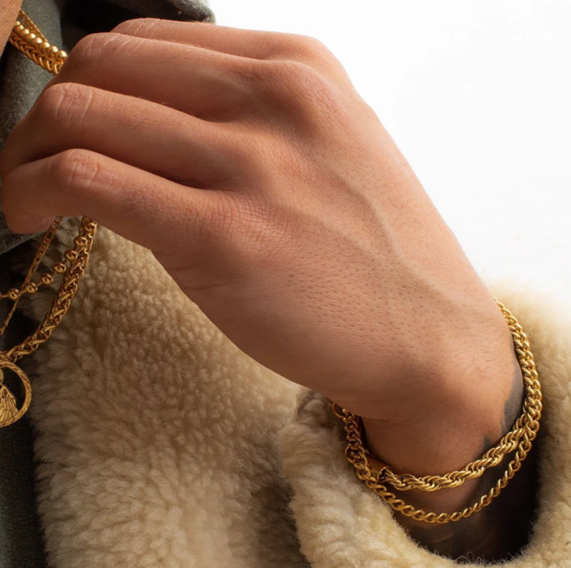 Cadena cubana de oro de 10 quilates para hombre, 4 mm-2