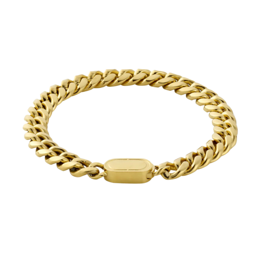 Sterling Silver with Yellow Gold Plated Cuban Link Chain for Men 8mm