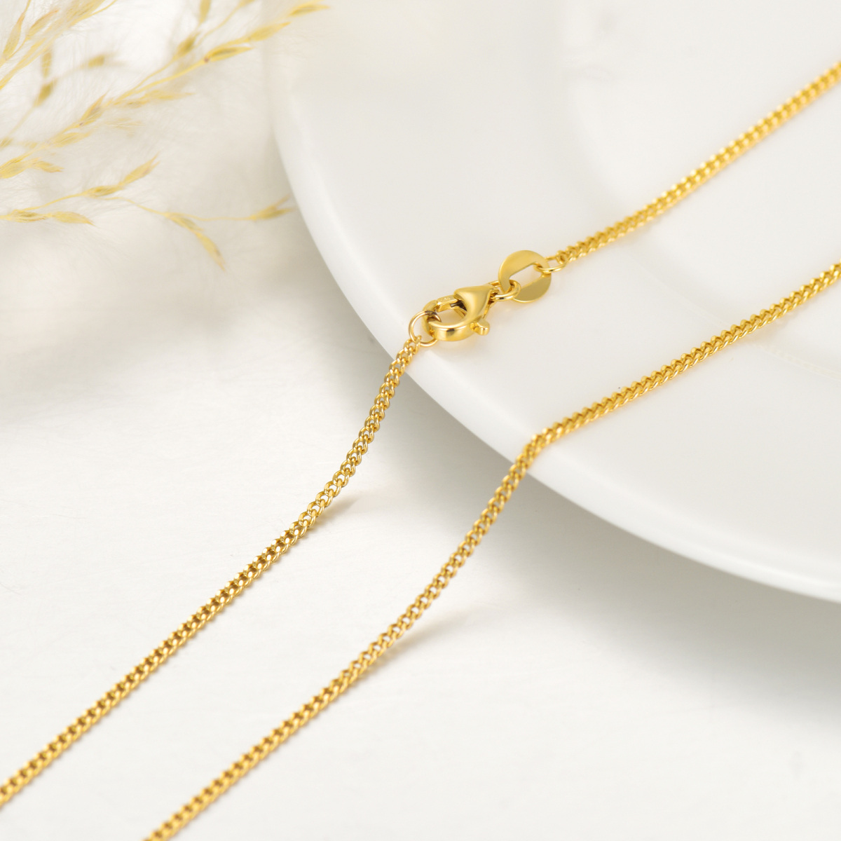 14K Gold Curb Link Chain Necklace-2