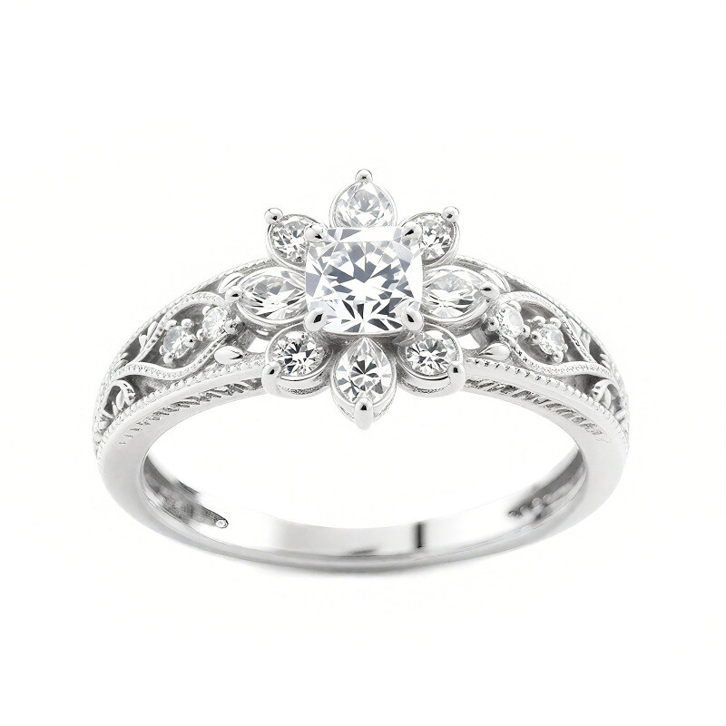 14K Gold Cushion Cut Moissanite Engagement Ring-2