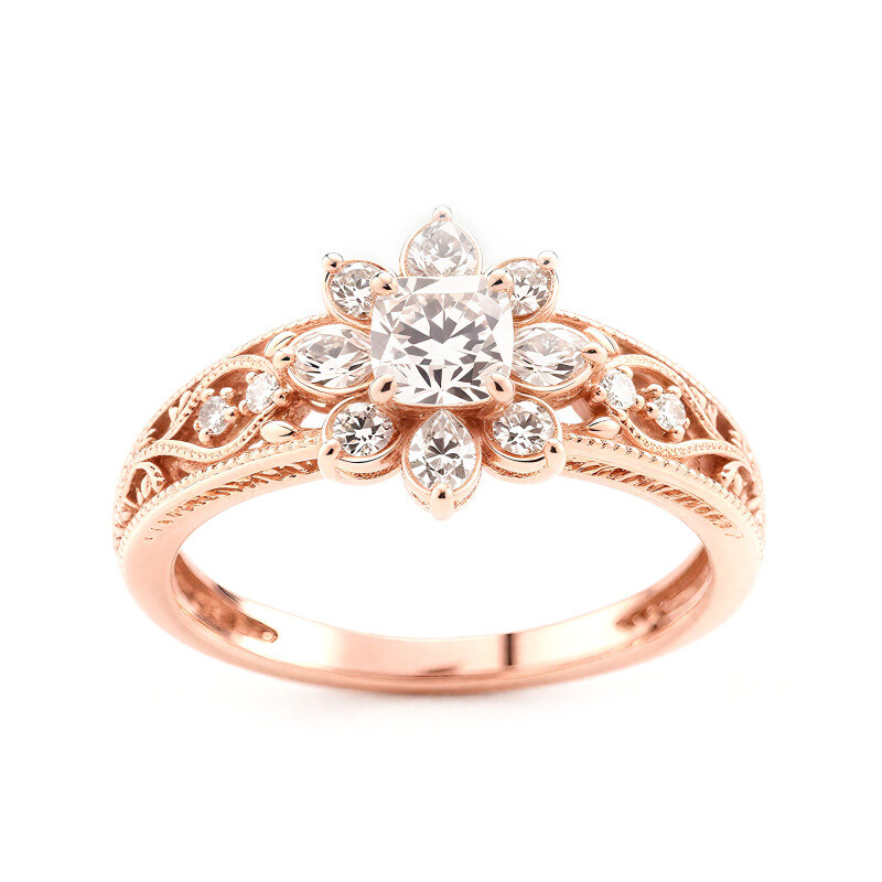 14K Gold Cushion Cut Moissanite Engagement Ring-3