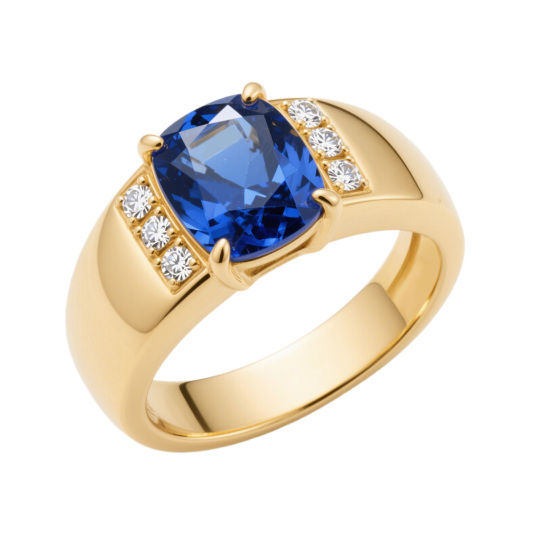 Anel de Noivado com Corte em Almofada, Feito em Ouro 14K