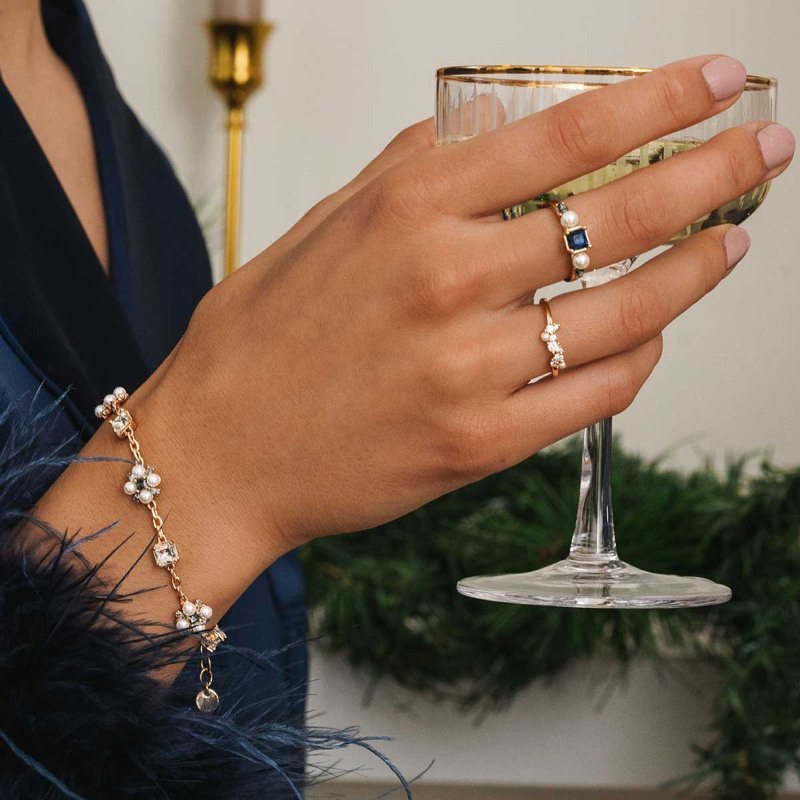 14K Gold Cushion Cut Sapphire & Pearl Engagement Ring-3