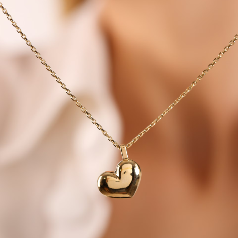 Colar com urna em forma de coração, banhado a ouro vermeil, para guardar cinzas.-3