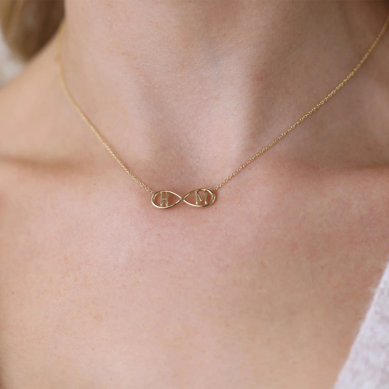 Collar con colgante de símbolo del infinito y oro de 14 quilates personalizado-2
